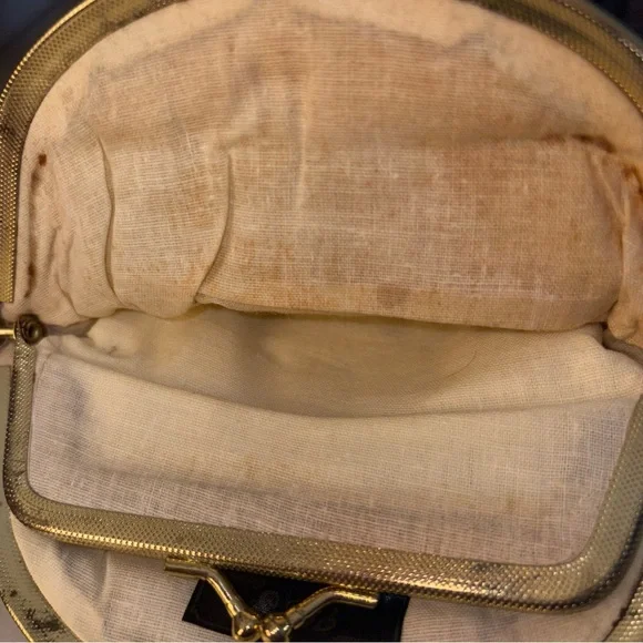 Y & S Mesh Coin Purse Clutch Gold Kiss Lock Vintage - Picture 4 of 6